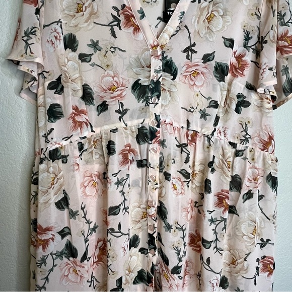 NWT Torrid Peach Floral Button Down Long High Low Blouse 1X (Torrid Size 1) - Picture 4 of 15